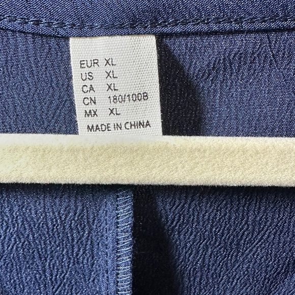 Navy Ruffle Sleeve Women's V-neck Ruffle Hem size XL Flowy Festival Boho - Picture 6 of 6